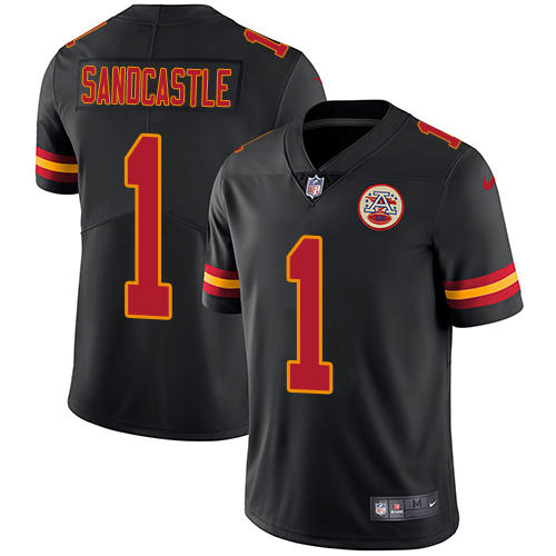 Nike Chiefs #1 Leon Sandcastle Black Men's Stitched NFL Limited Rush Jersey - Click Image to Close